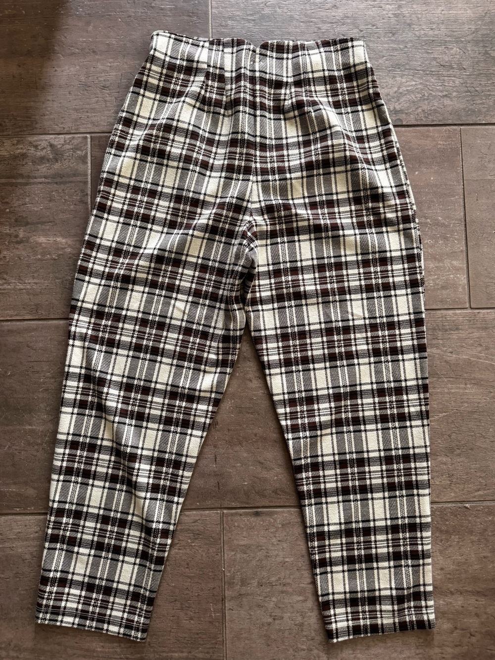Free People Black & Cream Plaid Ankle Pants, Size S - Picture 5 of 6
